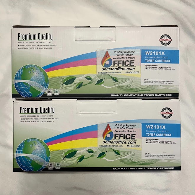 Premium Quality W2101X Black Toner Cartridge Lot of 2 HP Color LaserJet Pro