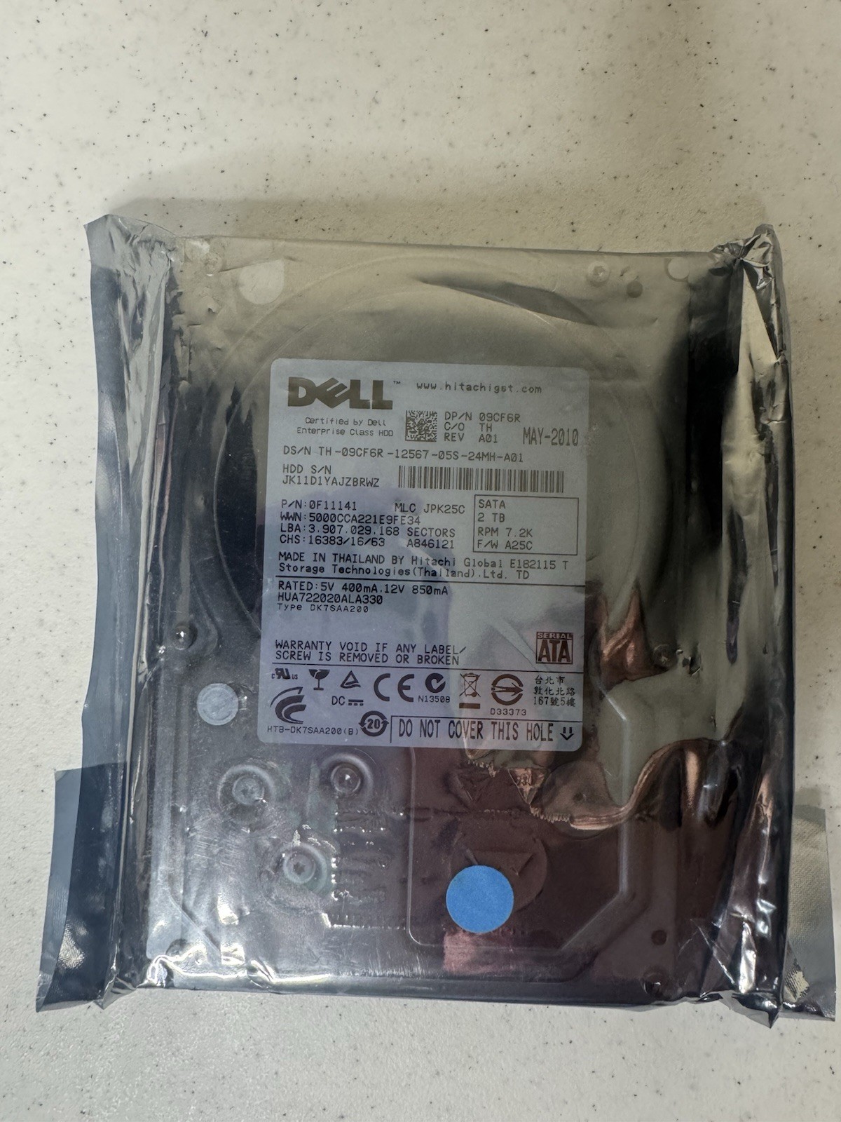 Dell Hitachi HUA722020ALA330 0F11141 JPK25C DK7SAA200 2TB Sata 2010