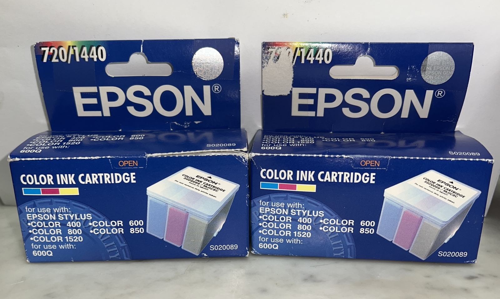 Genuine Epson T001011 720/1440dpi Color Ink Cartridge - 2 NEW Unopened