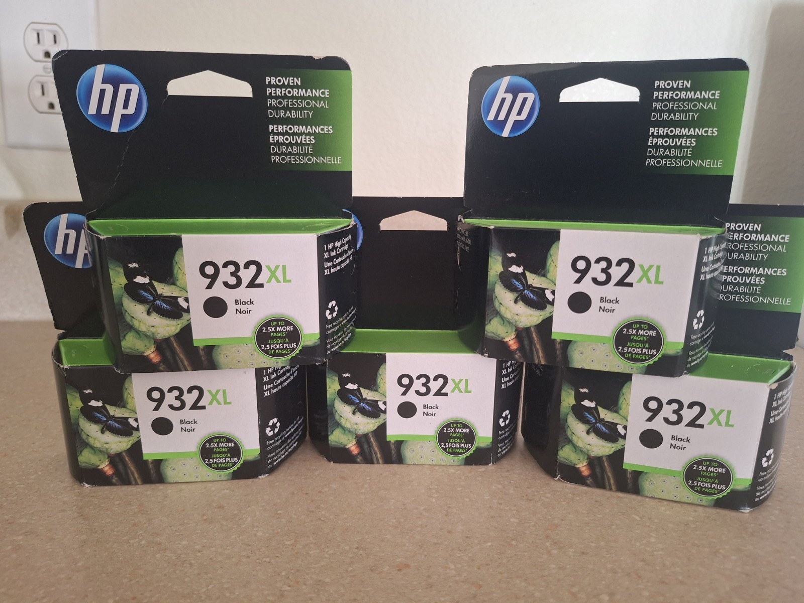 5 Genuine HP 932XL Black Ink Cartridge EXP 2018