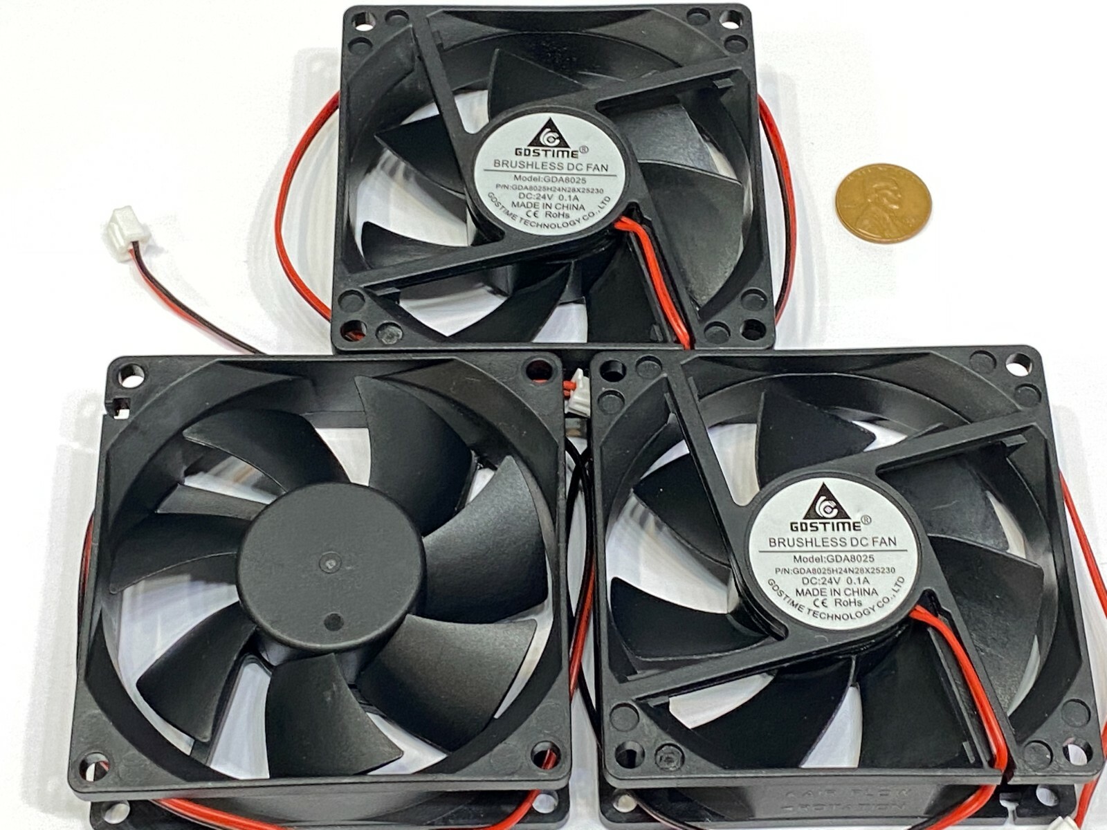 3 Pieces  GDStime Fan 24v 3d printer GDA 8025 80mm 25mm 2pin Brushless DC G14
