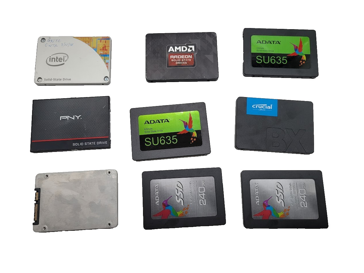 Lot of 9 SSD 240GB 2.5" SATA different brands check the description
