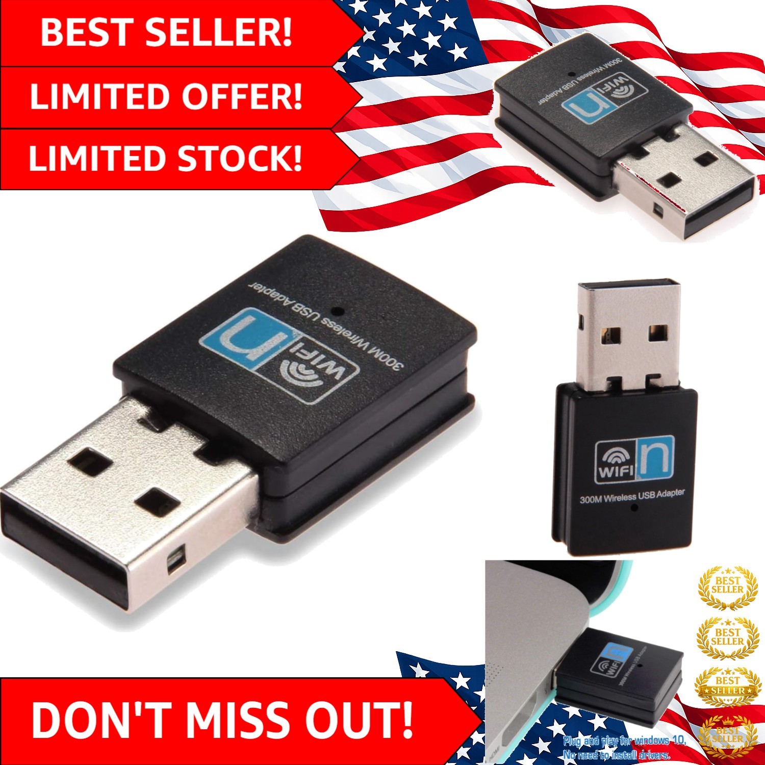 Enhanced 300Mbps WiFi Dongle - Universal Compatibility for Fast Connections