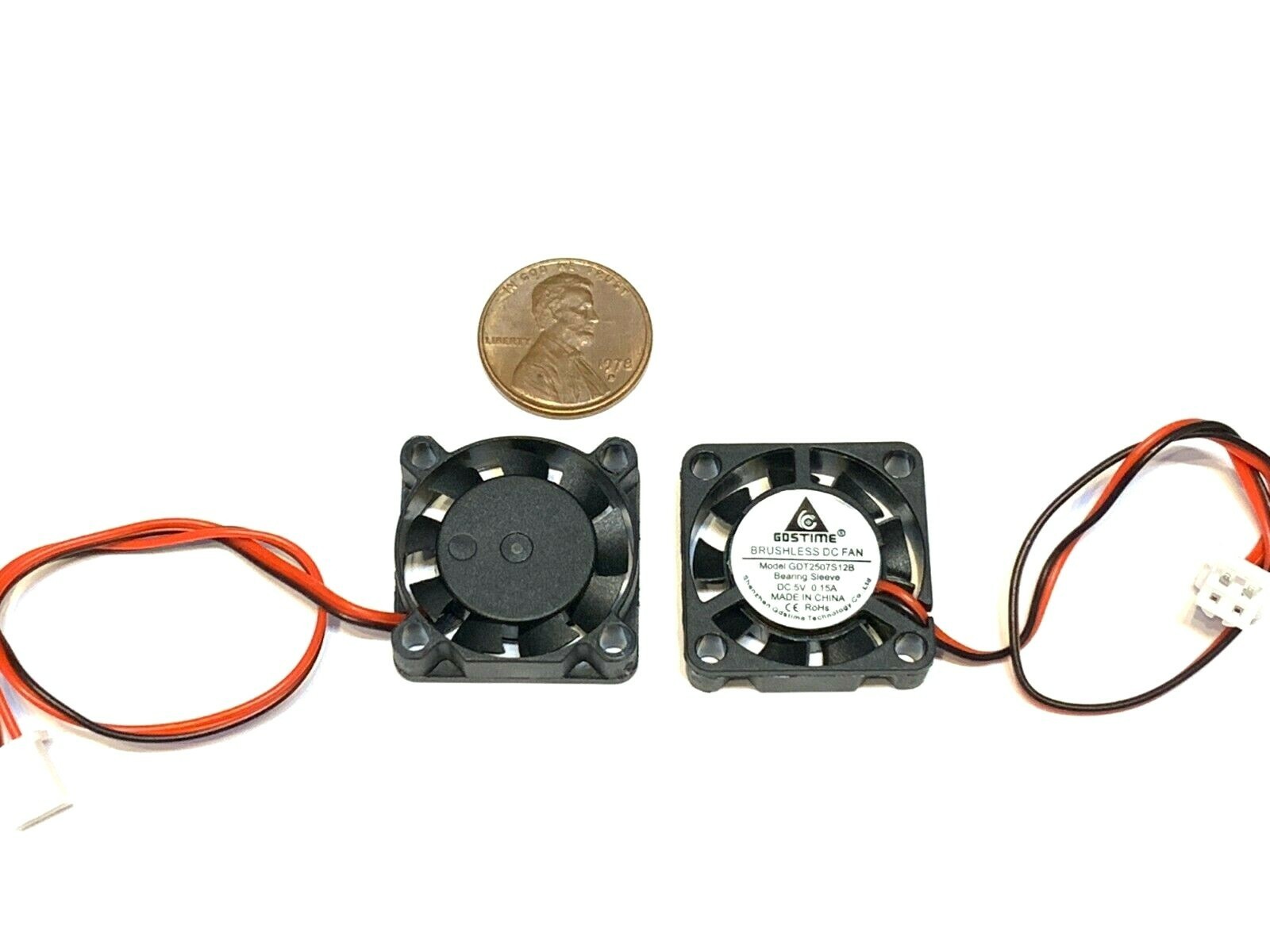 2 Pieces 5v Fan mini 25mm x 7mm 2pin 2507 dc mini micro brushless cooling