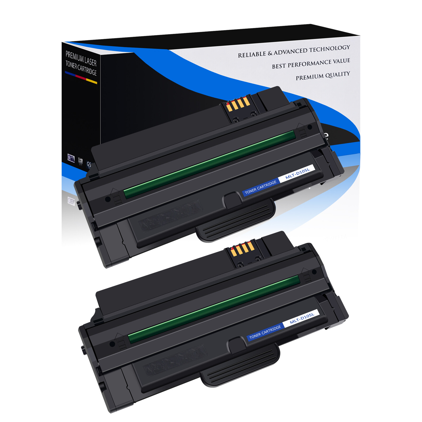 2 PK High Yield Toner Cartridge for Sumsung MLTD105L MLT-D105L ML-1910 SCX-4623F