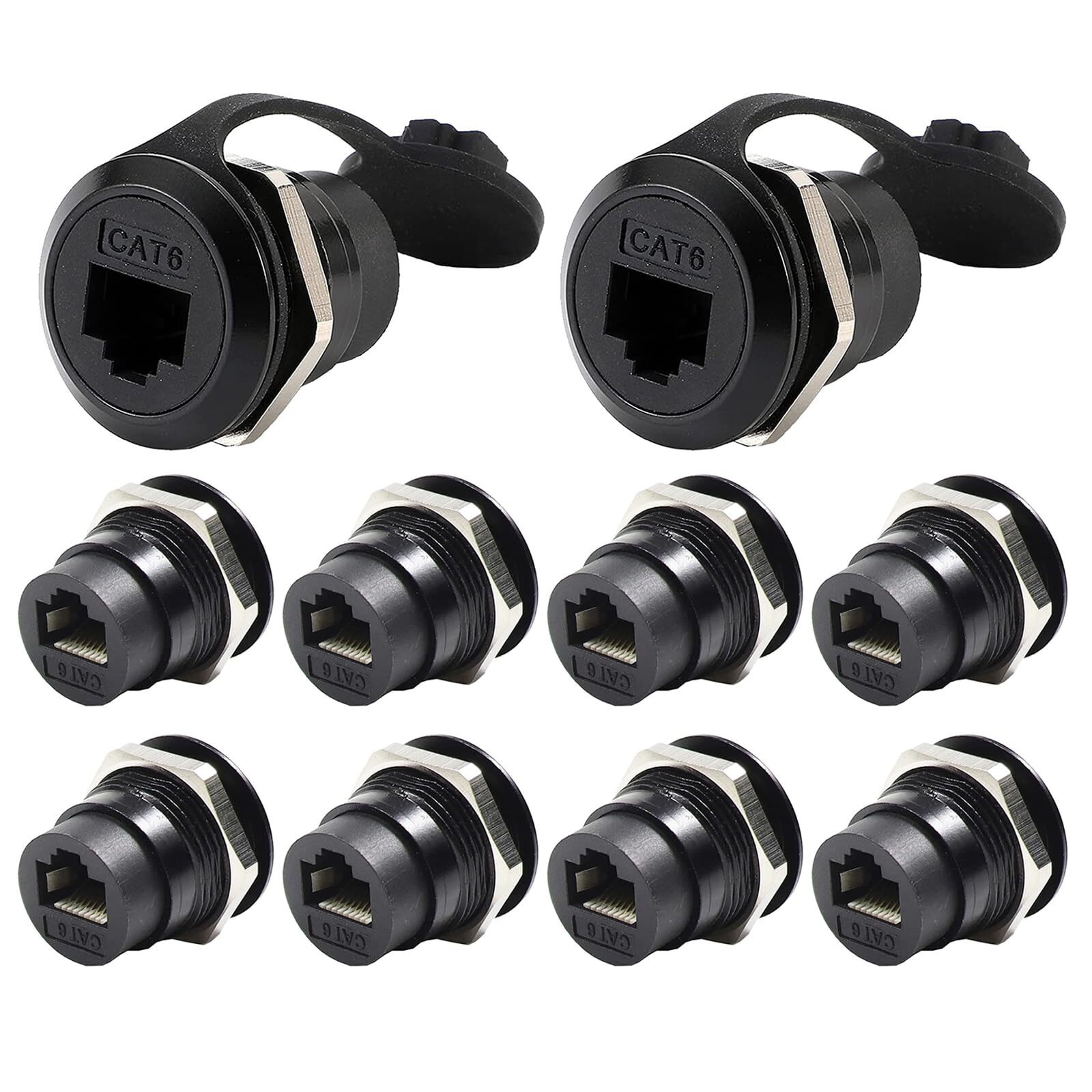 10pcs Rj45 Shielded Panel Mount Connector Cat6//5e/5 8p8c Ethernet Lan Cable Cou