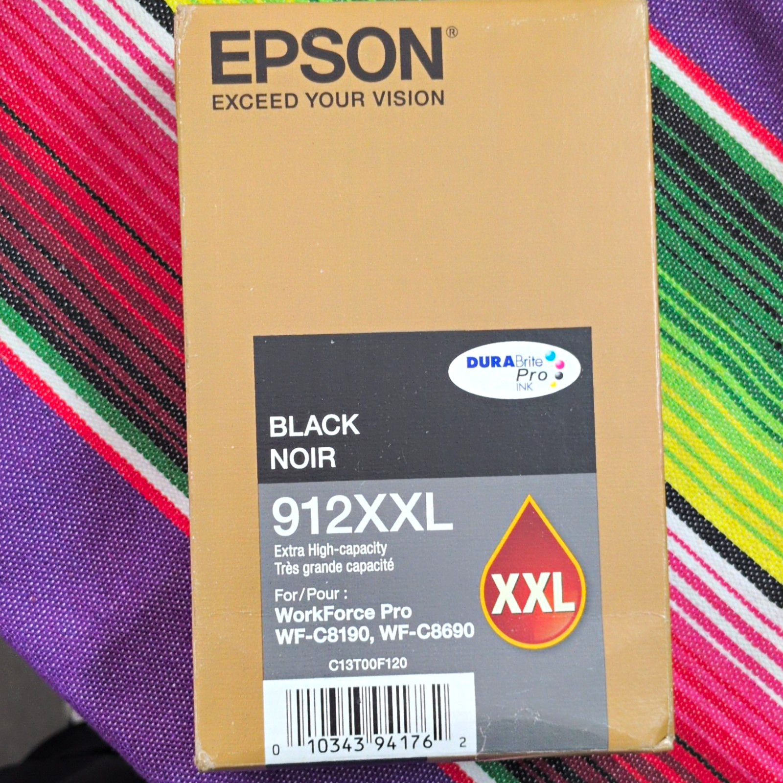 Epson 912XXL Black Genuine Ink Cartridge T912XXL120 WF-C8190 WF-C8690