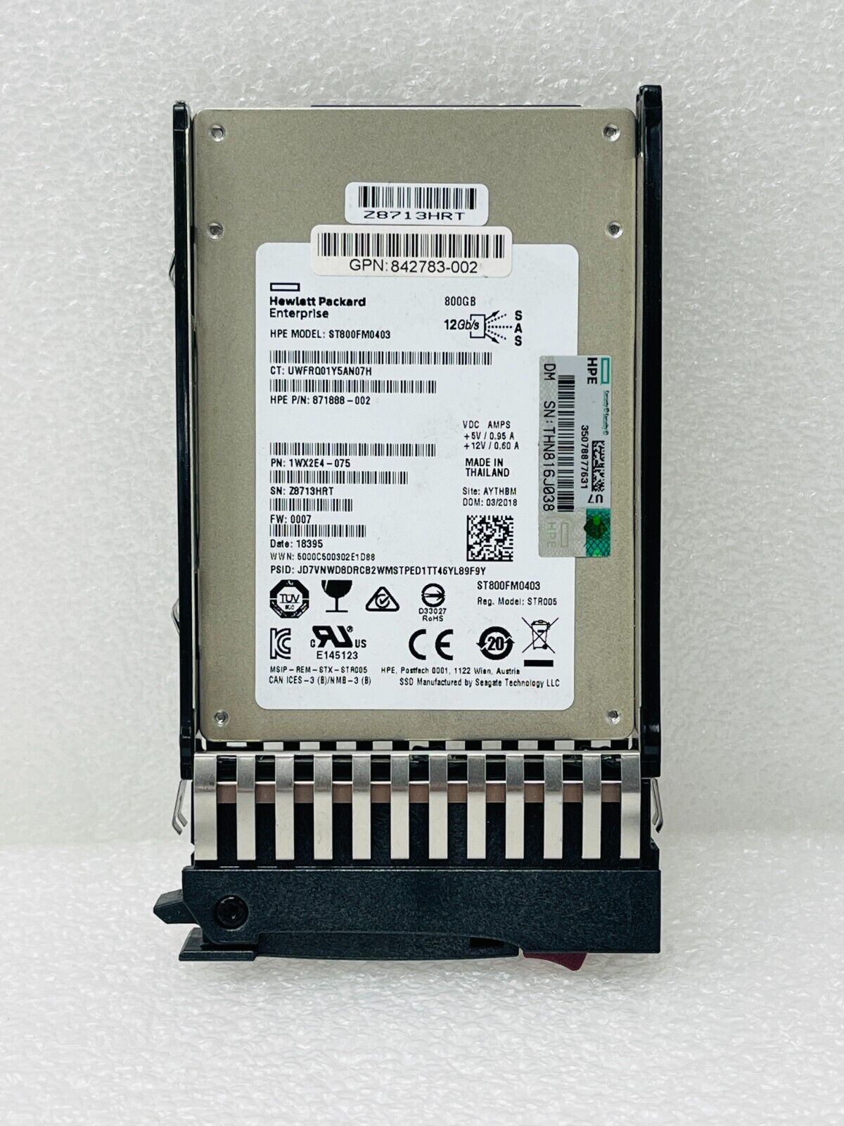 HPE 800GB SAS 12Gbps 2.5-inch SSD ST800FM0403, 871888-002 / USED - 