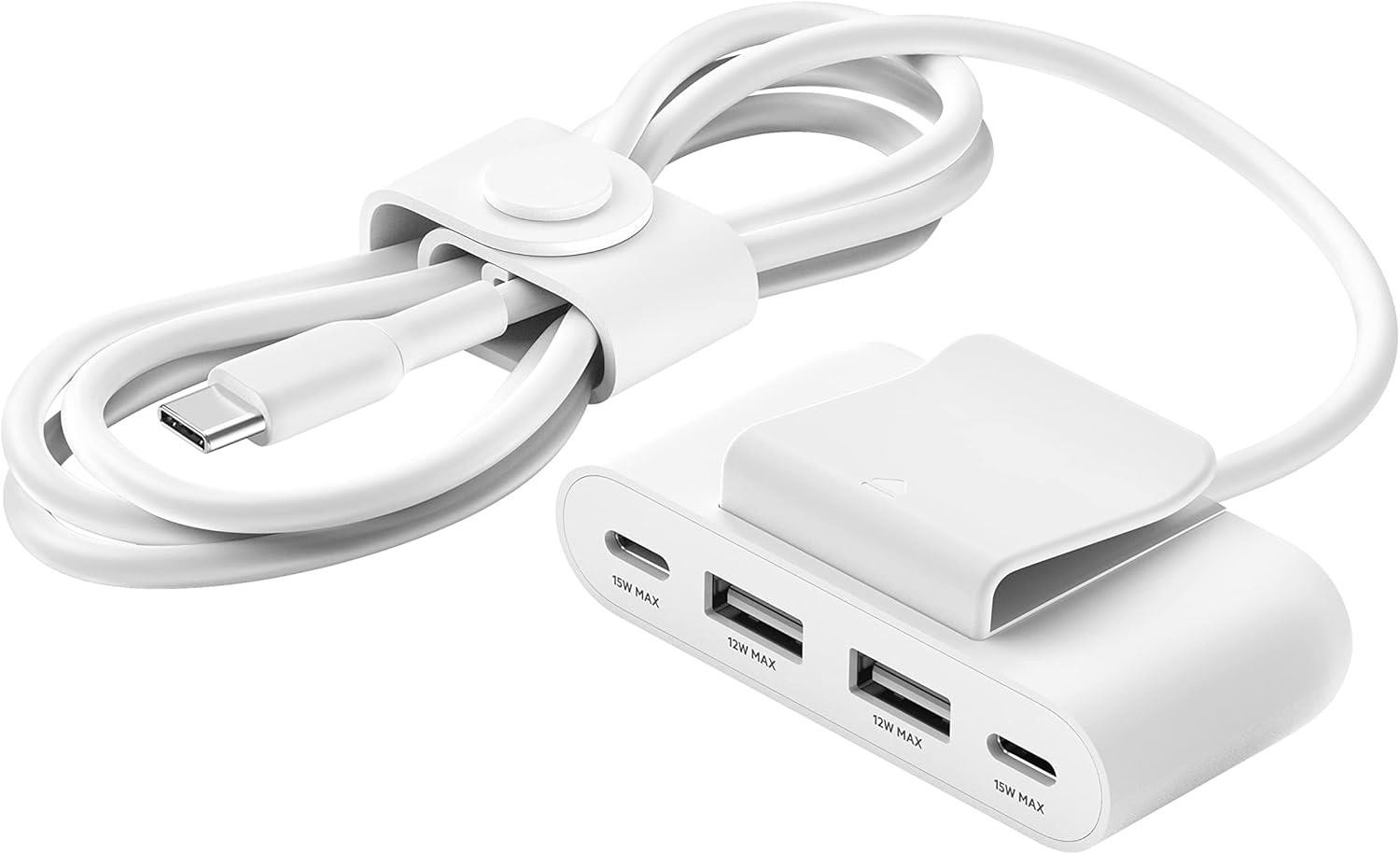 Belkin BootCharge USB-C & USB-A 4-Port USB Power Extender Hub - 2m - White - New