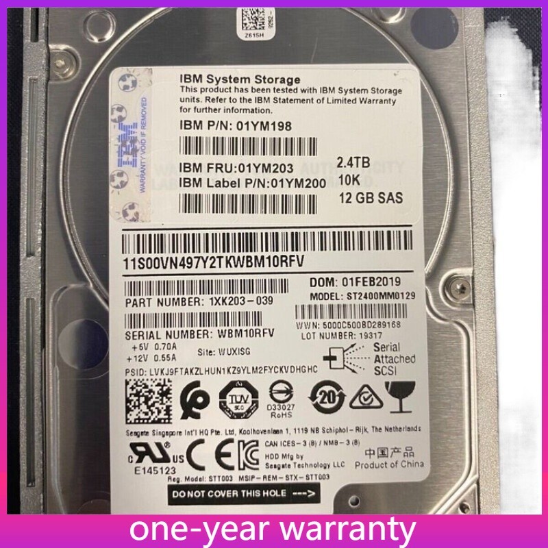 01YM198 01YM200 01YM203 IBM 2078 AC6B 2.4TB 12GB 10K SAS Hard Drive HDD New