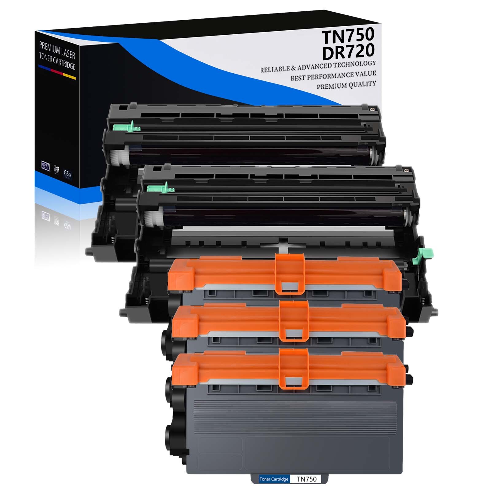 High Yield for Brother 3x TN750 Toner+2PK DR720 Drum Unit MFC-8950DWT DCP-8110DN