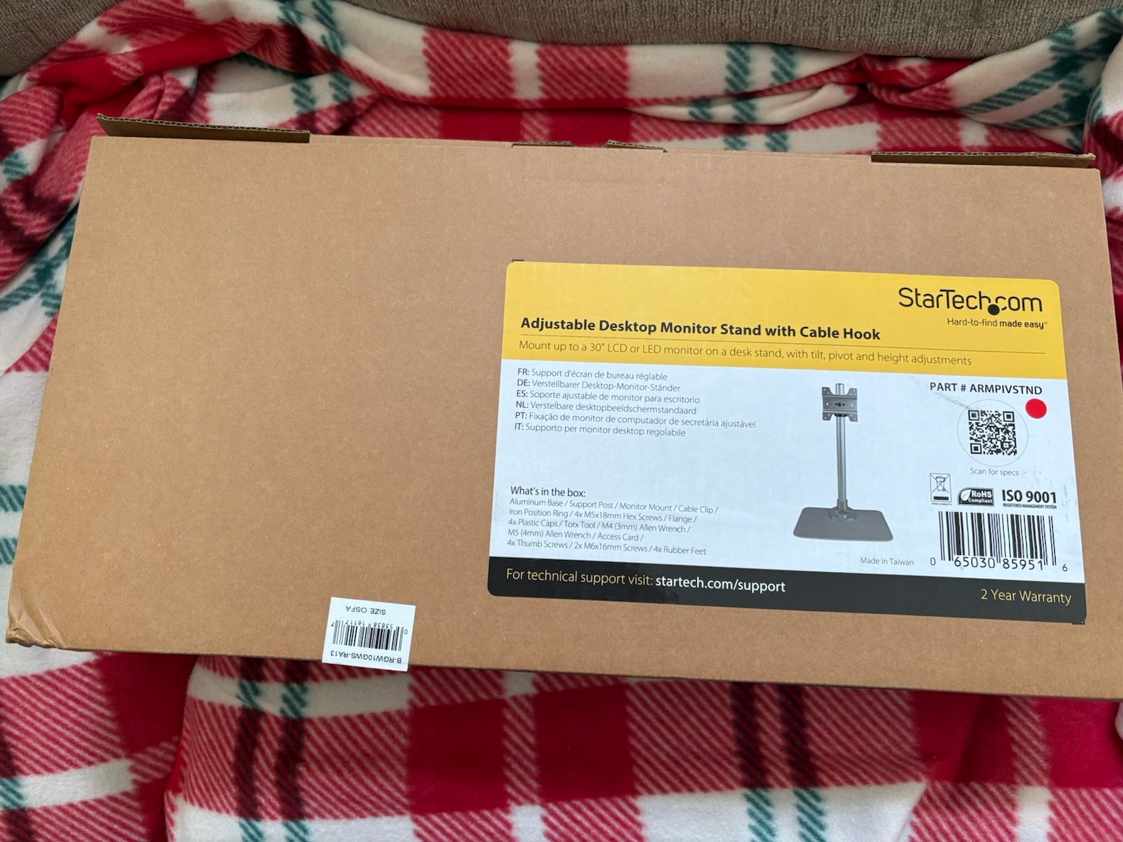 StarTech ARMPIVSTND Single Monitor Base Stand Adjustable up to 34" VESA 75 100