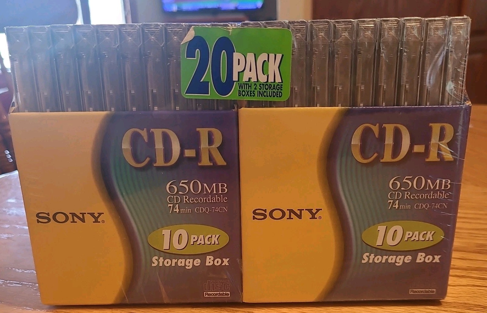 Sony Blank CD-R 650MB 74 Min 20 Pack Storage Case Full Size Jewel Cases 