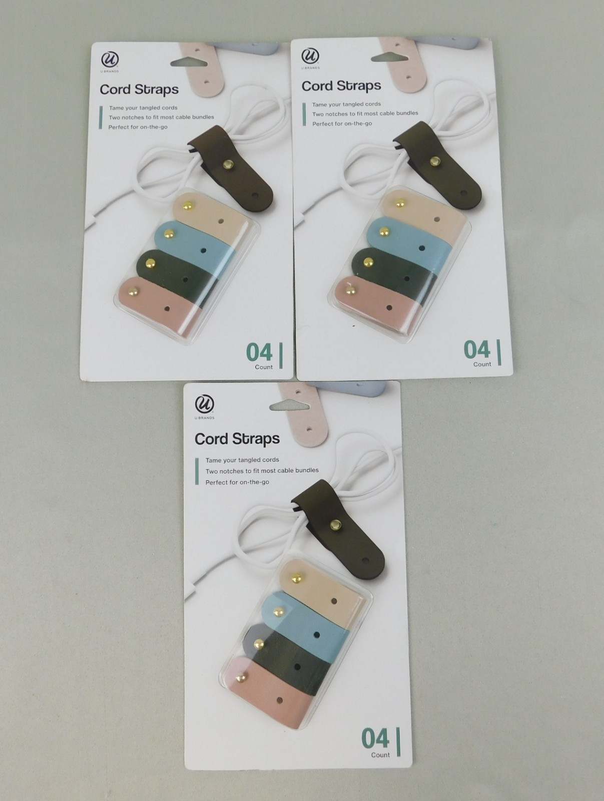 U Brands 12pc Faux Leather Cord Charging Cable Straps Lot Flexible Organizers