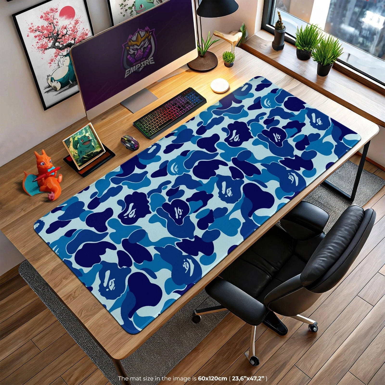 Bape Camo, Blue Camouflage Gaming Mouse Pad Desk Accessories