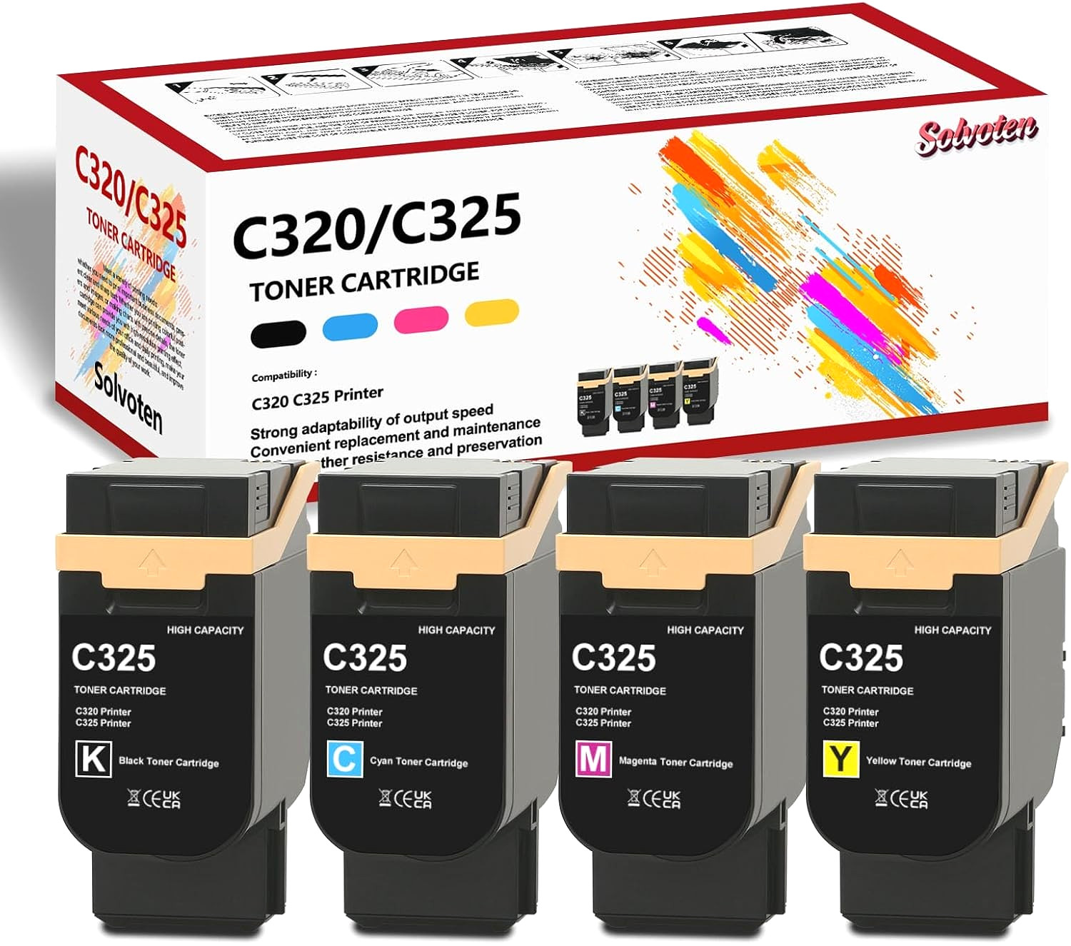 Toner Cartridge 4-Pack Compatible with Xerox C320 C325 (006R04820-006R04823)