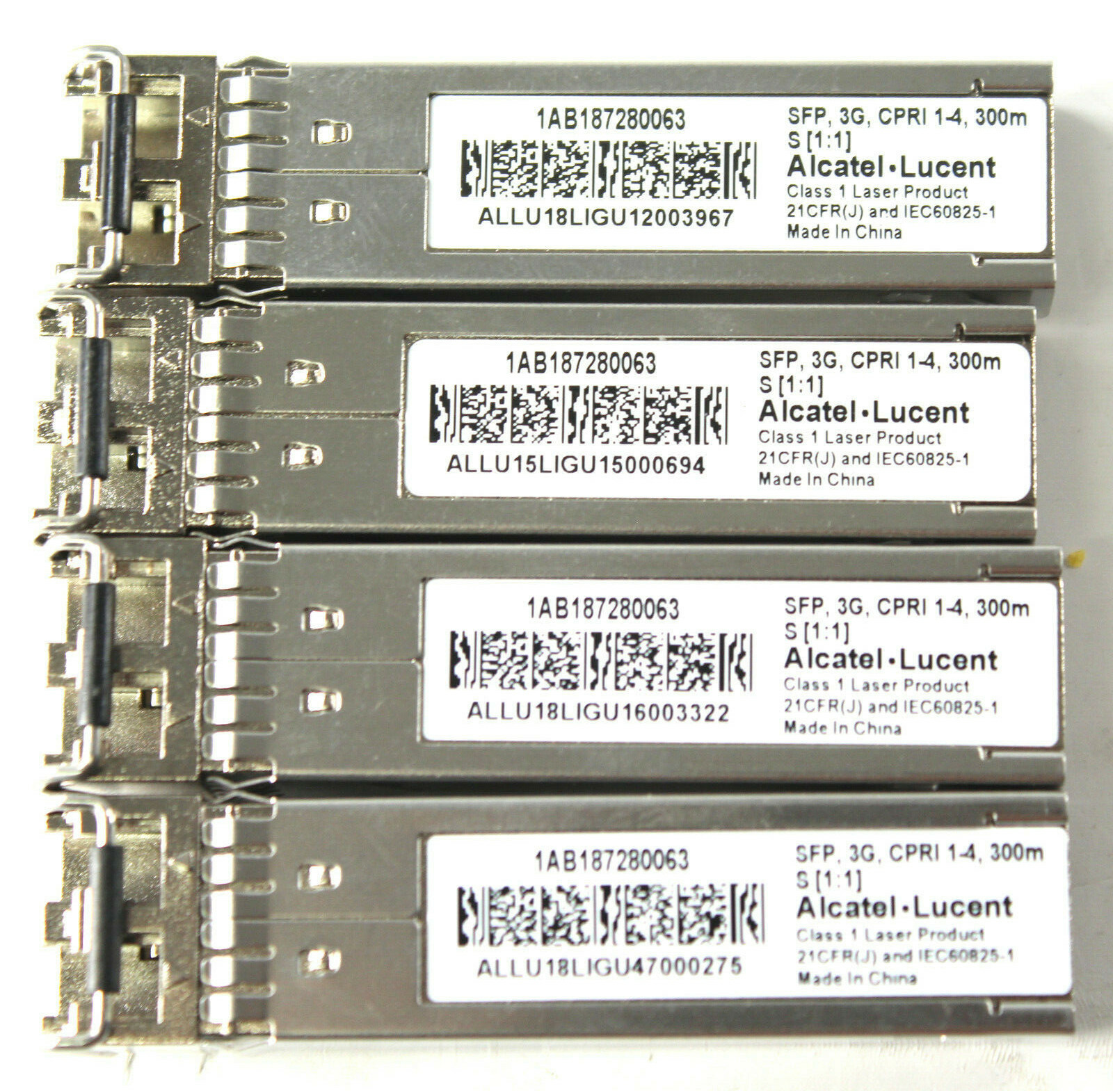 Lot of 4 Alcatel-Lucent 1AB187280063 3GB CPRI 1-4, 300m SFP Transceiver