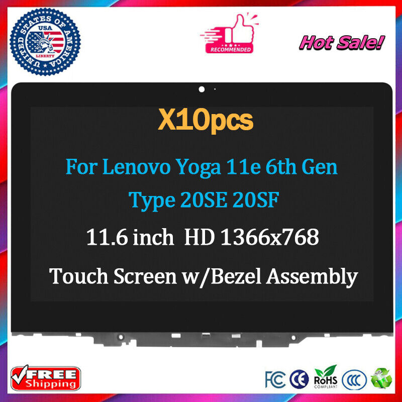 x10pcs For Lenovo 11e Yoga Gen 6 20SE 20SF HD LCD Screen 5M10W64489 5M10W64486