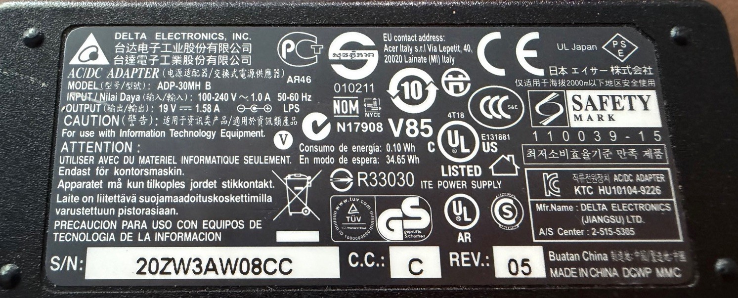 Genuine HP C8246A UltraSlim AC/DC Adapter 19V 3.16A 60W DeskJet 450