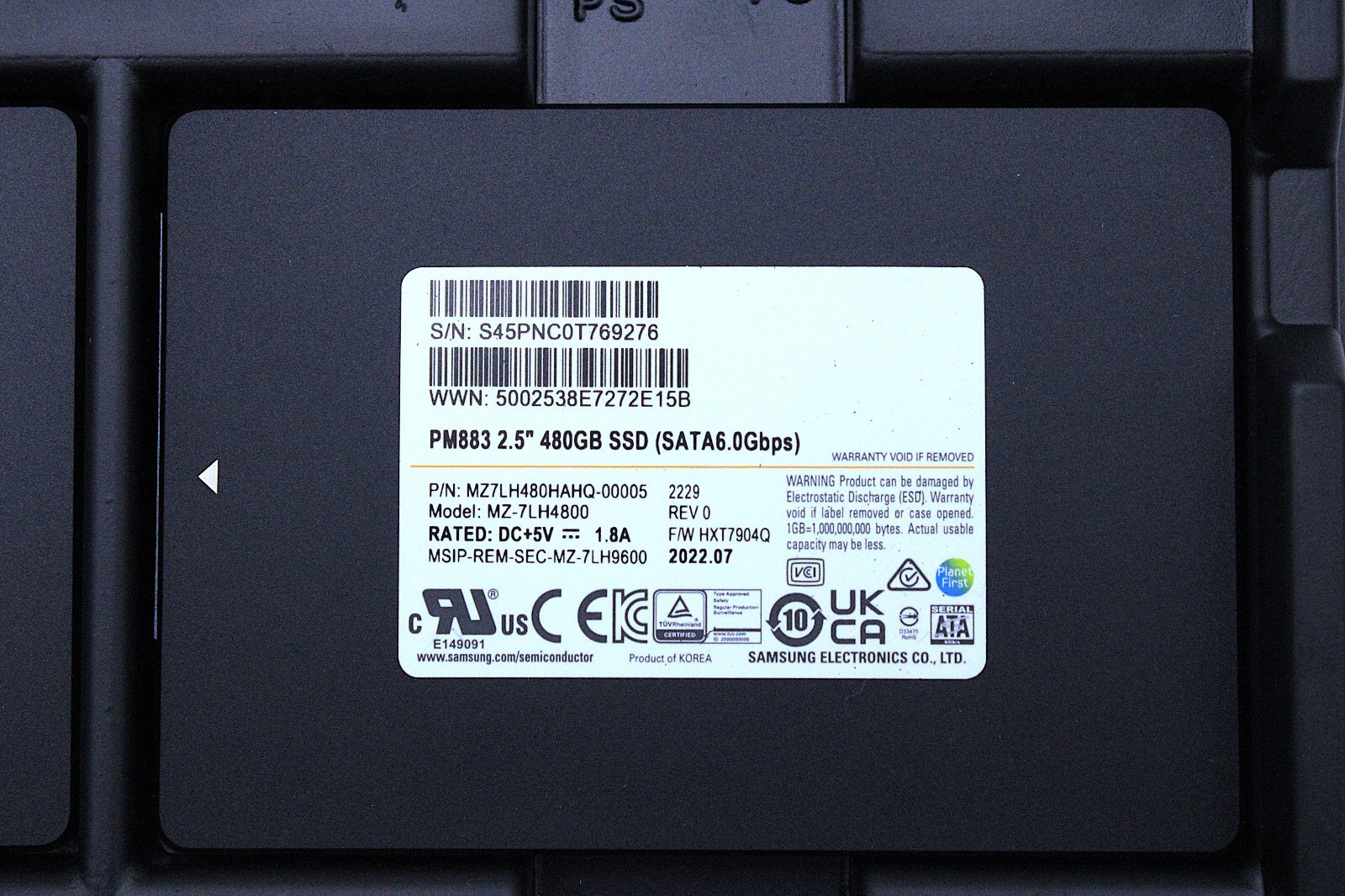 MZ-7LH4800 Samsung PM883 480GB SATA TLC 6GB/s 2.5" Never Deployed