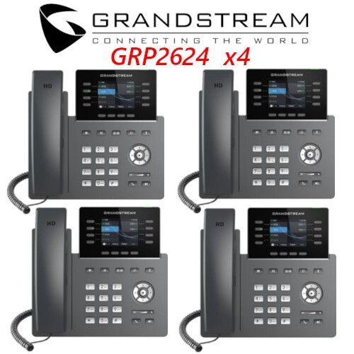 4 Pack Grandstream GRP2624 8-Line 4 SIP Color Screen WiFI IP Phone