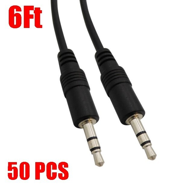 50 Pack 6Ft 3.5mm Stereo Audio Cable Male - Male M/M Headphone Aux MP3 1/8" Lot