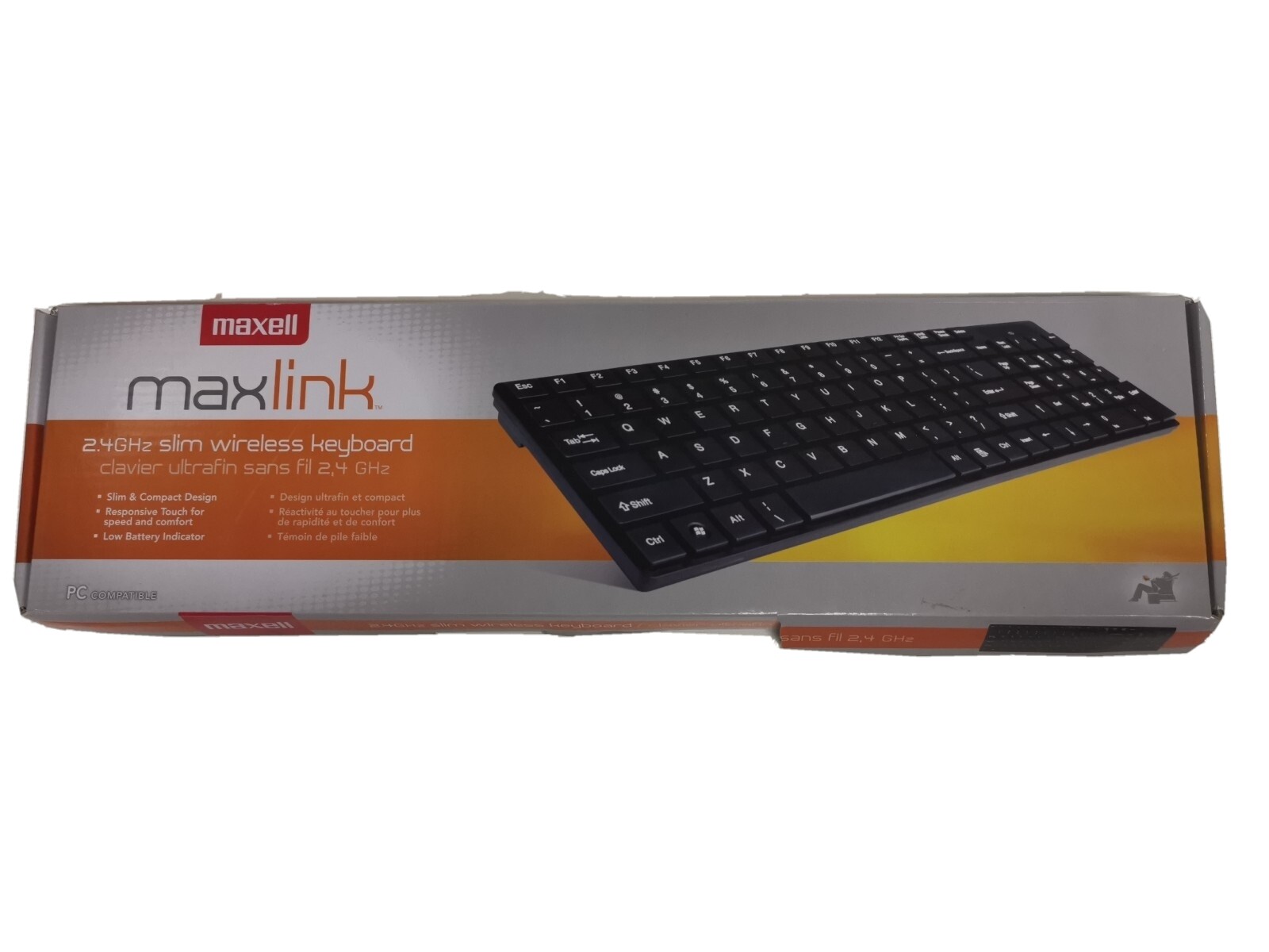 Maxwell Maxlink 2.4GHz slim wireless keyboard, black, used, excellent condition
