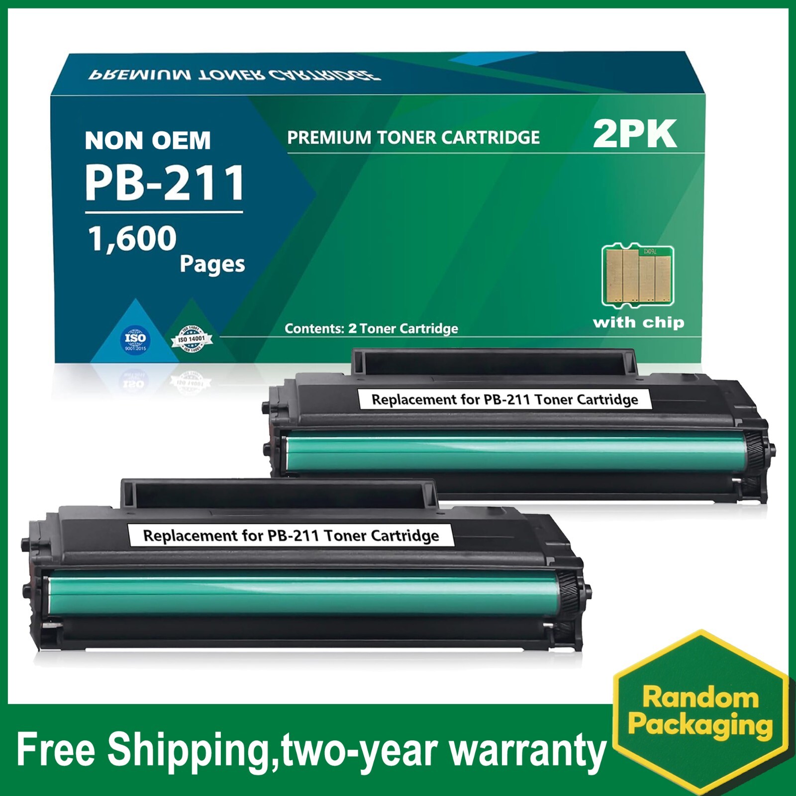 2PK PB211 High Yield Toner Cartridge Set for P2500W M6500NW M6550NW M6600NW 211