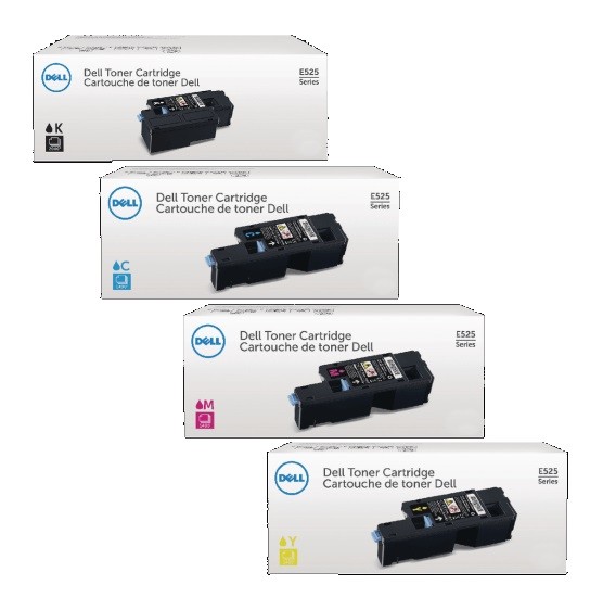 4 x Genuine Toner DELL E525 E525w / DPV4T H5WFX G20VW 3581G Cartridges Set