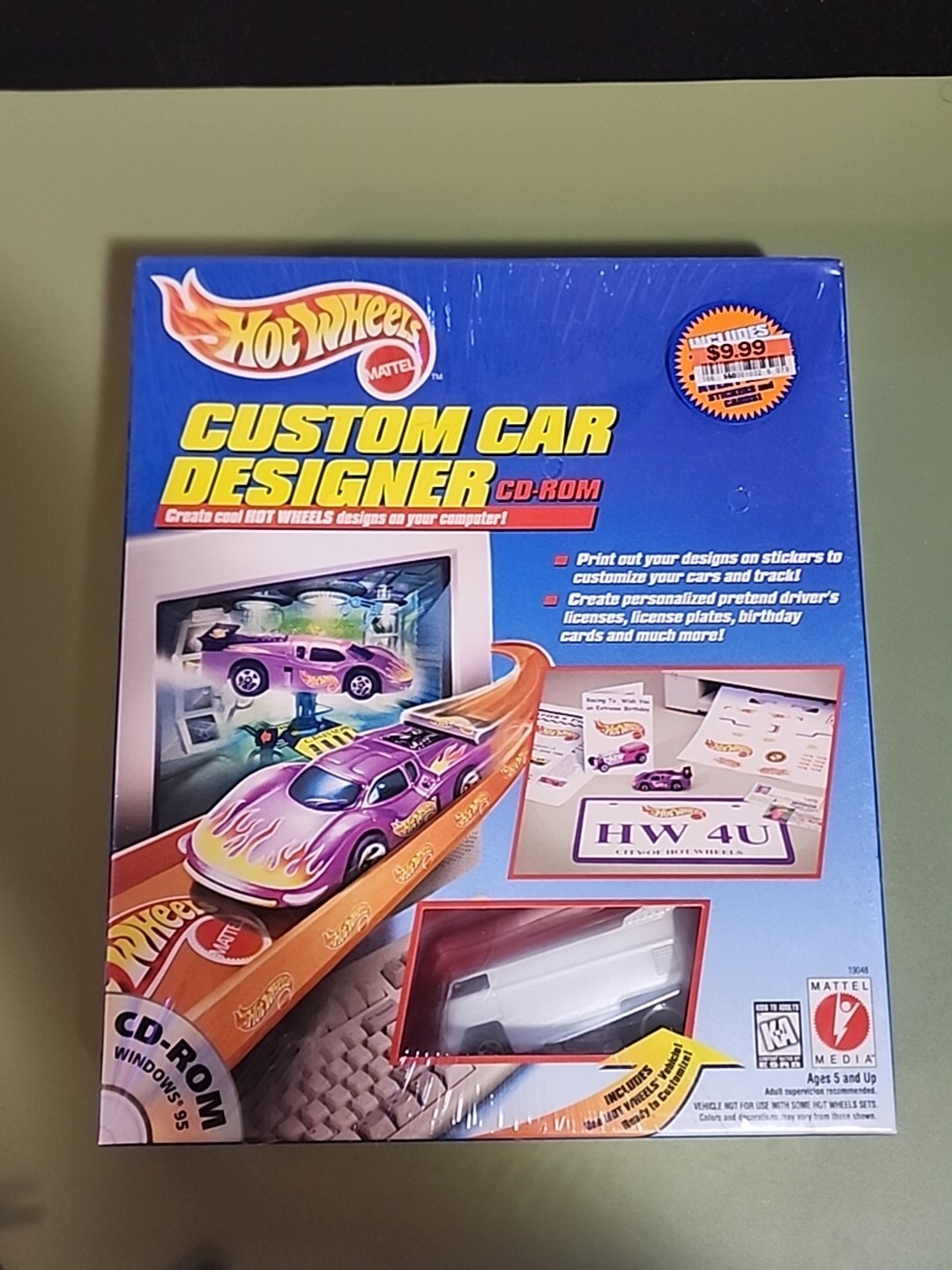 Hot Wheels Custom Car Designer CD-Rom VW Drag Bus White Sealed New in Box - 1997