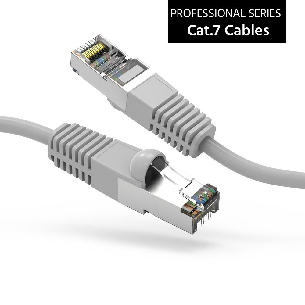 20 Pack of 8Ft CAT7 Shielded (SSTP) 600MHz Ethernet Network Booted Cable Gray