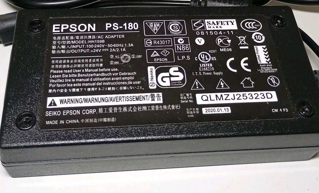 Epson PS-180 HH159B Printer AC Adapter Power Supply For M159A M159B M235A M129C