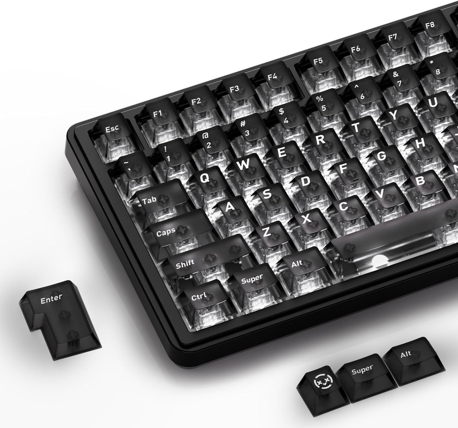 XVX Black Clear Keycaps, Transparent Keycaps 60 75 100 Percent, Ceramic