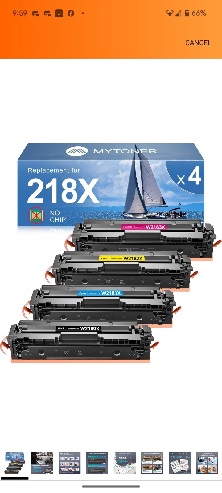 MYTONER 218X Toner Cartridges 4 Pack (NO CHIP) Replacement for HP 218X 218A W...