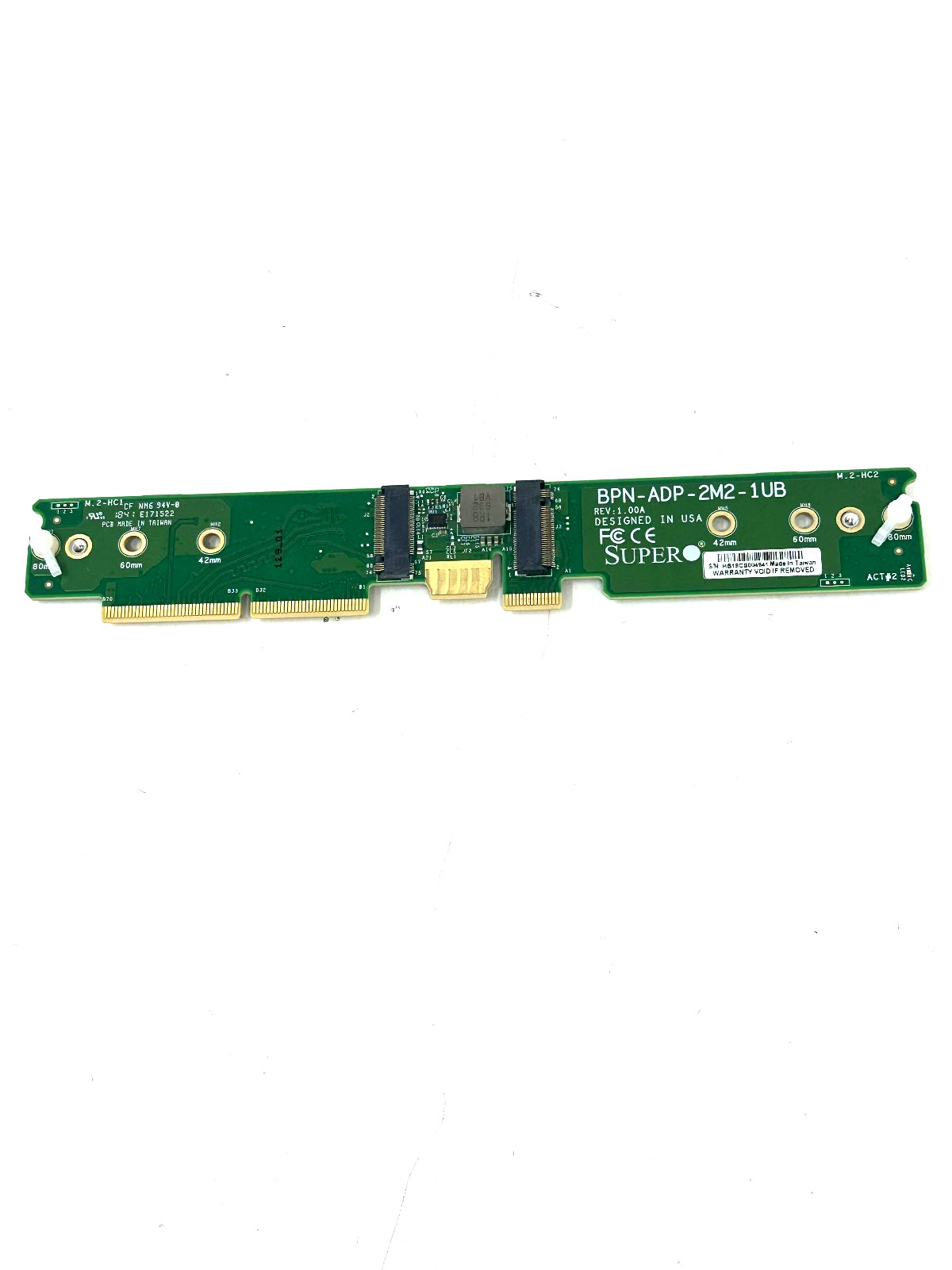 Supermicro Dual M.2 SATA/NVME SSD Controller Carrier Card w60 BPN-ADP-2M2-1UB