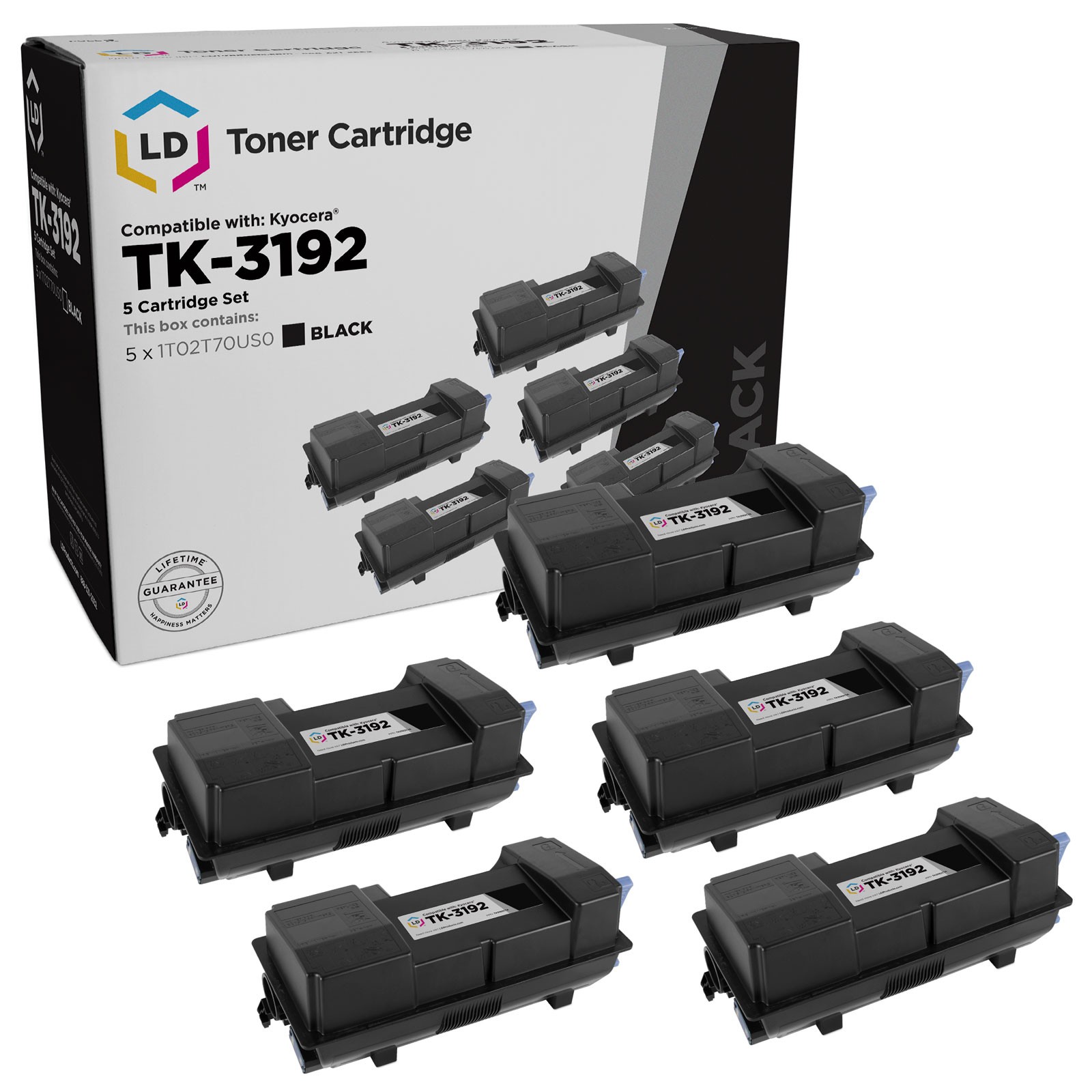 LD Compatible Kyocera Mita TK-3192 Black Laser Toner 5-Pack for ECOSYS P3060dn