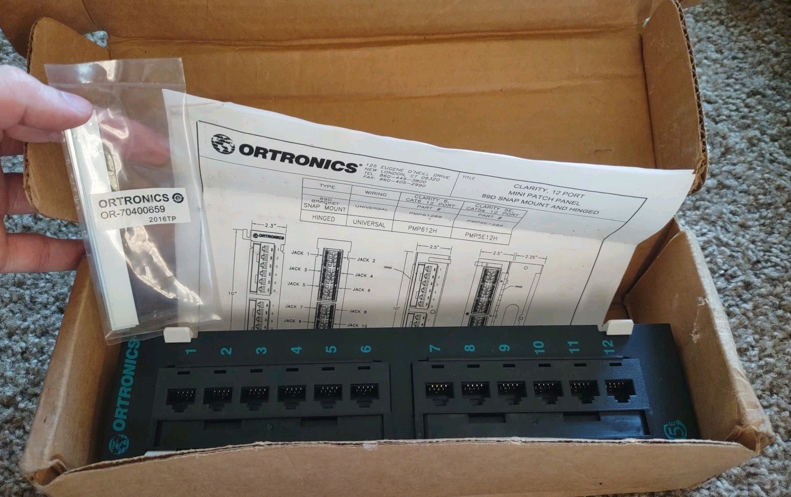 Ortronics OR-PMP5E1289 12PORT,110,MINI PATCH 89D T568A/B CLARITY CAT 5E🔔
