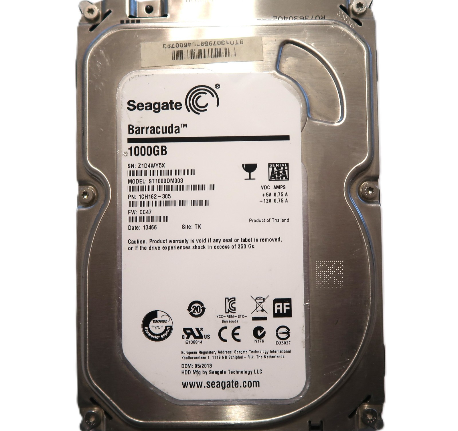 ST1000DM003 PN: 1CH162-305 FW: CC47 TK Thailand (Z1D4) 1000gb 3.5" Sata 05/2013