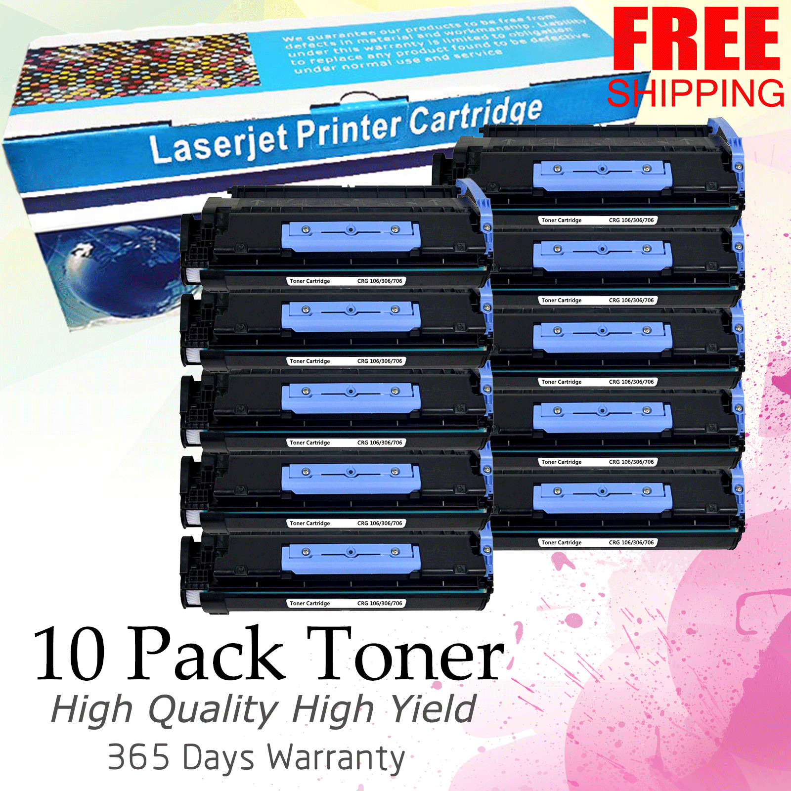 10 PK Black CRG106 Toner for Canon106 MF6530 MF6540 MF6550 MF6560 MF6580 MF6590