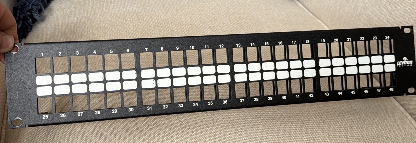 Leviton 49255-H48 Flat Quickport 2RU 48-Port Patch Panel Black
