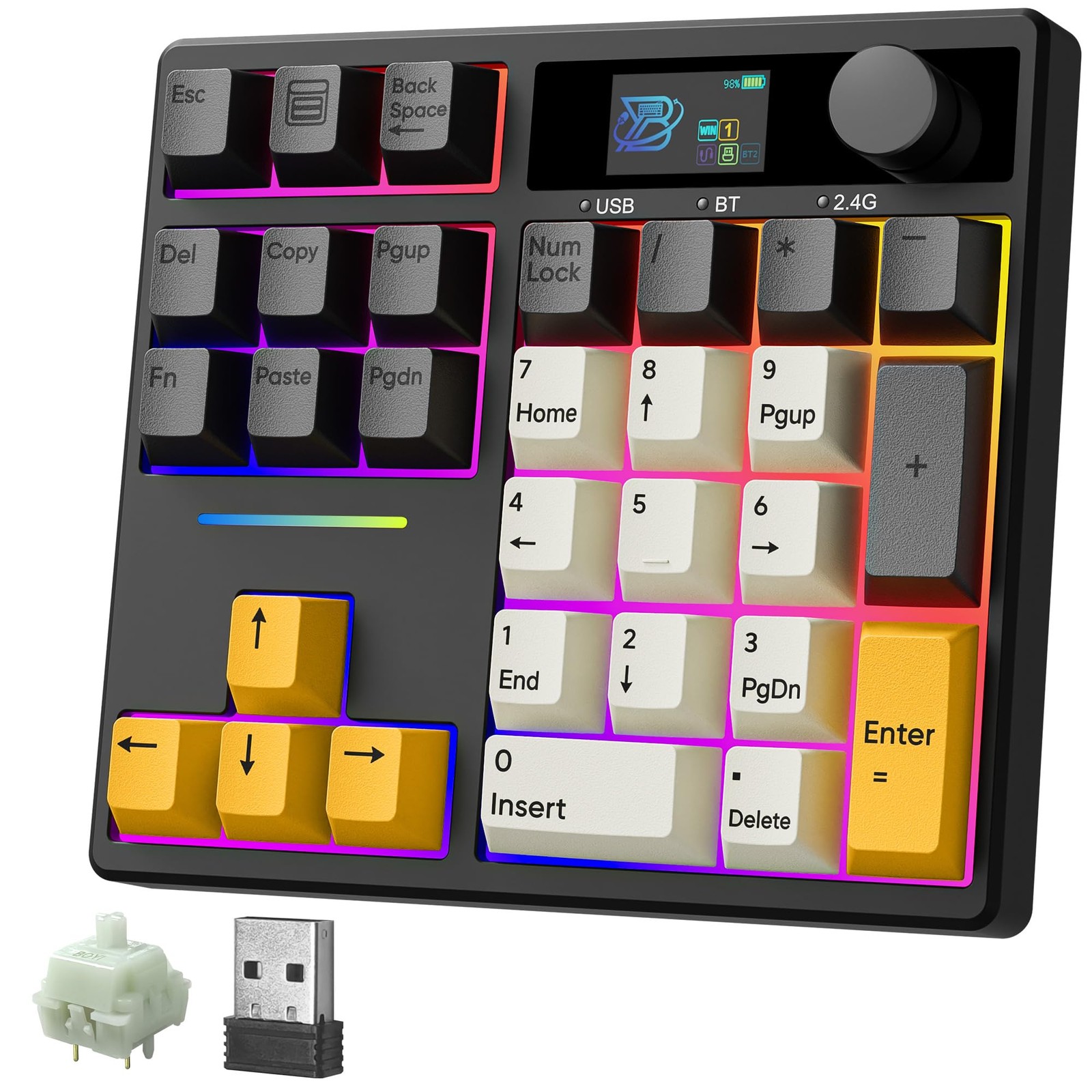 TD31Pro Mechanical Numpad,Mini Keyboard with Screen&Knob,Bluetooth5.0/2.4G/Ty...
