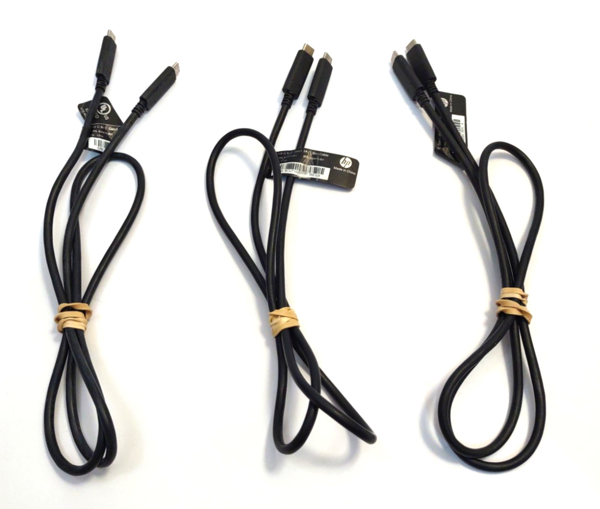 Lot of 3 OEM HP 930475-001 USB C to C Gen1 3A Cable 3 Feet 3” (1.0m) Genuine