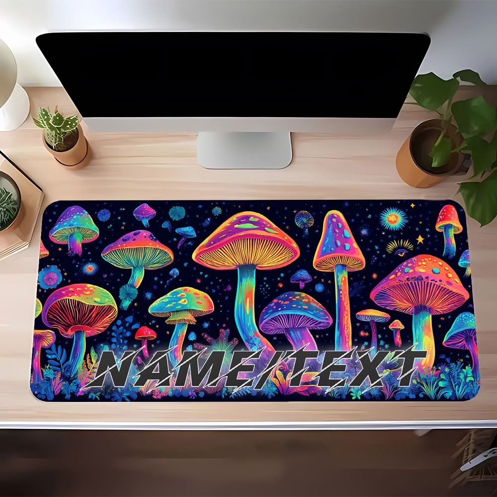 Customized Name Colorful Mushrooms, Stars, Space Printed Pattern, Large Anti S
