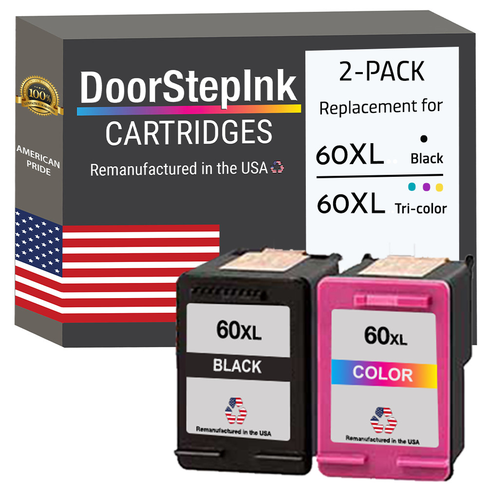 DoorStepInk Compatible Ink Cartridge for HP 60XL Black and Color 2 PK-USA