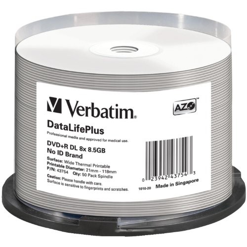 Verbatim 43754 DVD+R DL 8.5GB 8X Thermal Printable 50pk