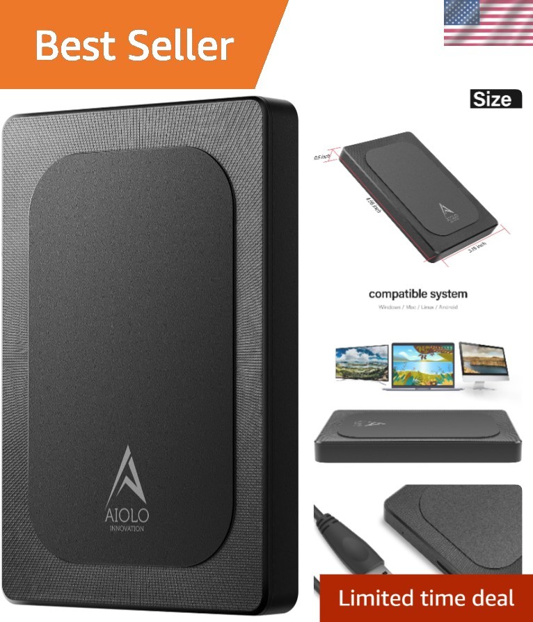 Ultra Slim 500GB Portable Hard Drive USB 3.0 - Fast Data Transfer & Easy Setup