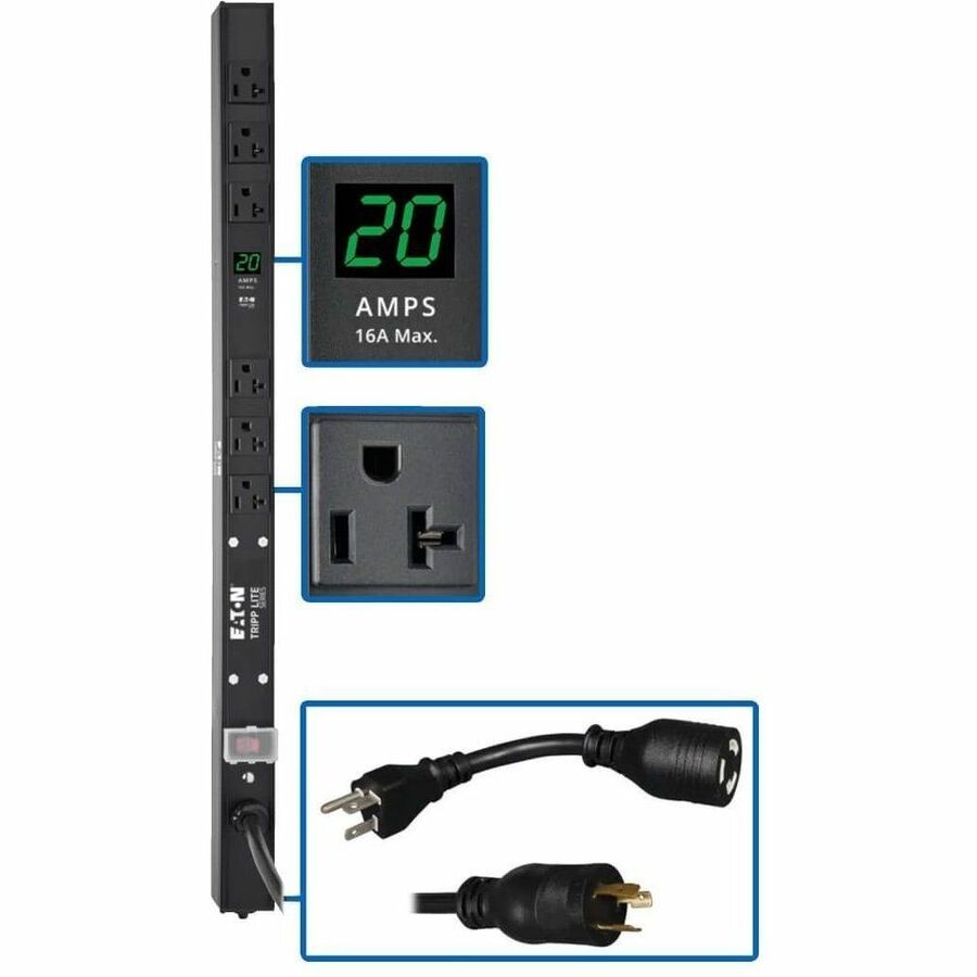 Tripp Lite 24" Vertical 1.9kW Single-Phase Metered 6 Outlet PDU w/ 5-20P adapter