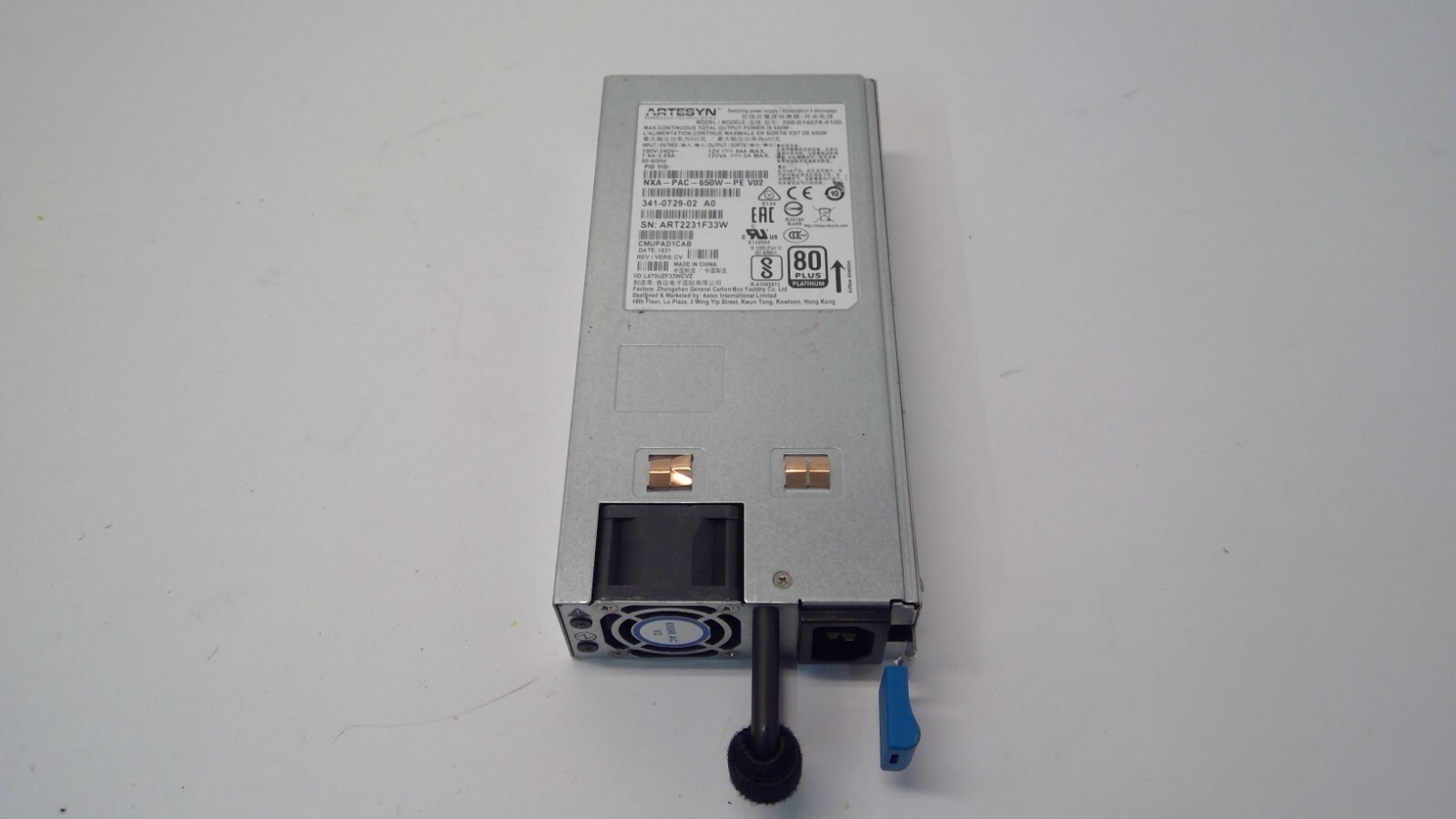Cisco Nexus NXA-PAC-650W-PE 650W AC Power Supply Port Side Exhaust 341-0729-02