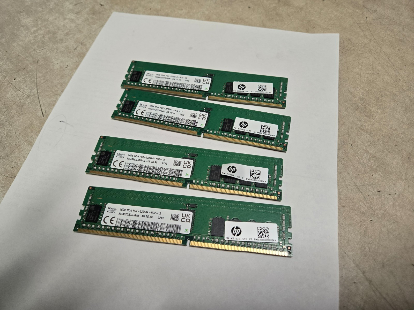 X4 LOT HYNIX 16GB (1X16GB) 1RX4 PC4-3200AA SERVER MEMORY HMA82GR7DJR4N-XN