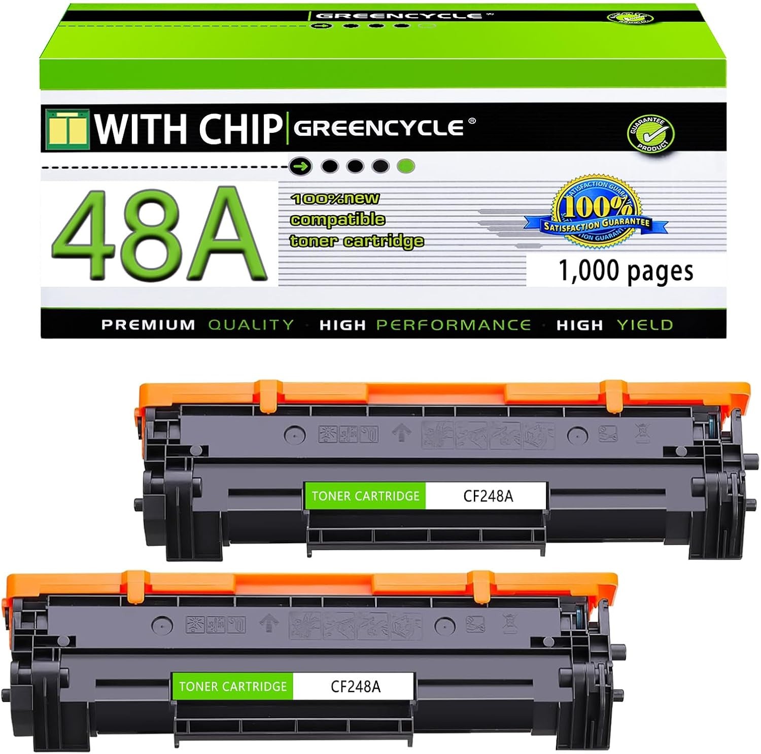 2 Pack CF248A 48A Black Toner Cartridge for HP LaserJet MFP M28a M28w M29a M29w
